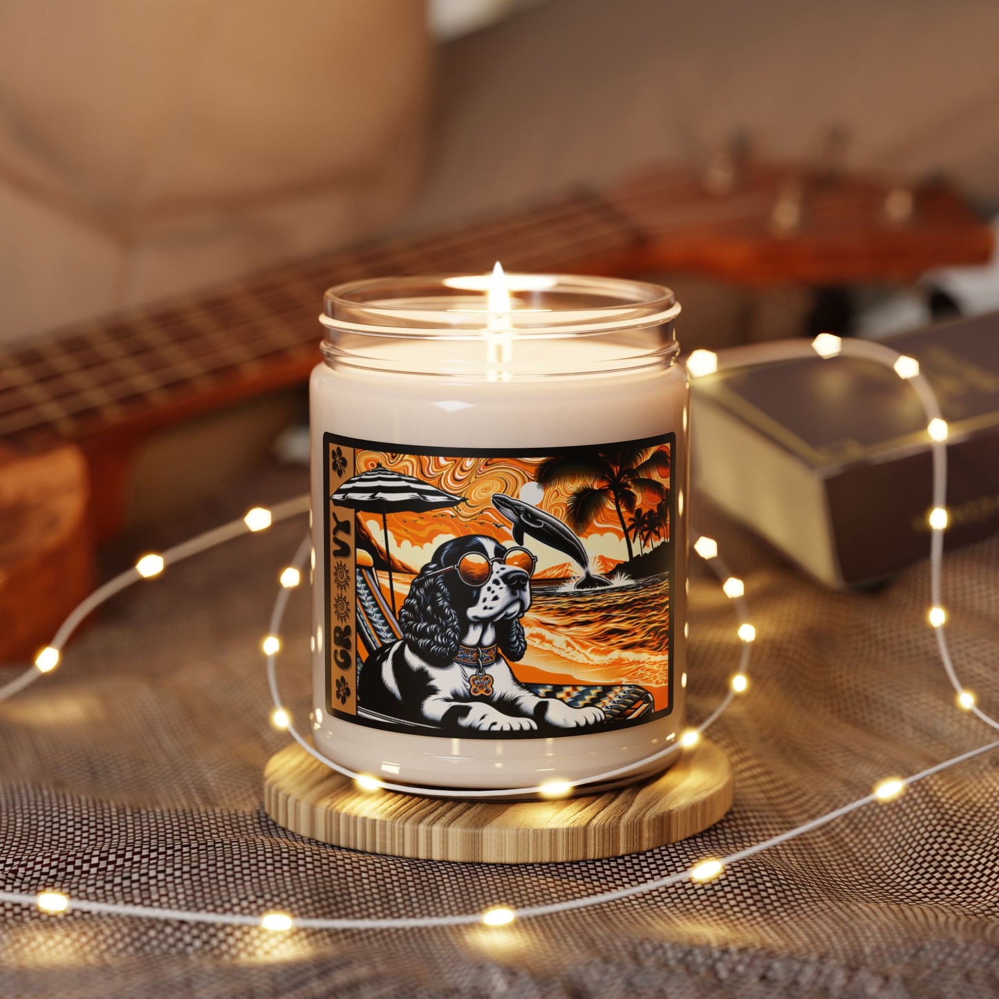 Groovy Cocker Spaniel 9oz Soy Candle - Relaxing Beach Vibes, 9 Scents or Unscented, Ocean-Themed Gift for Dog Lovers, Cozy Home Decor, Stocking Stuffer