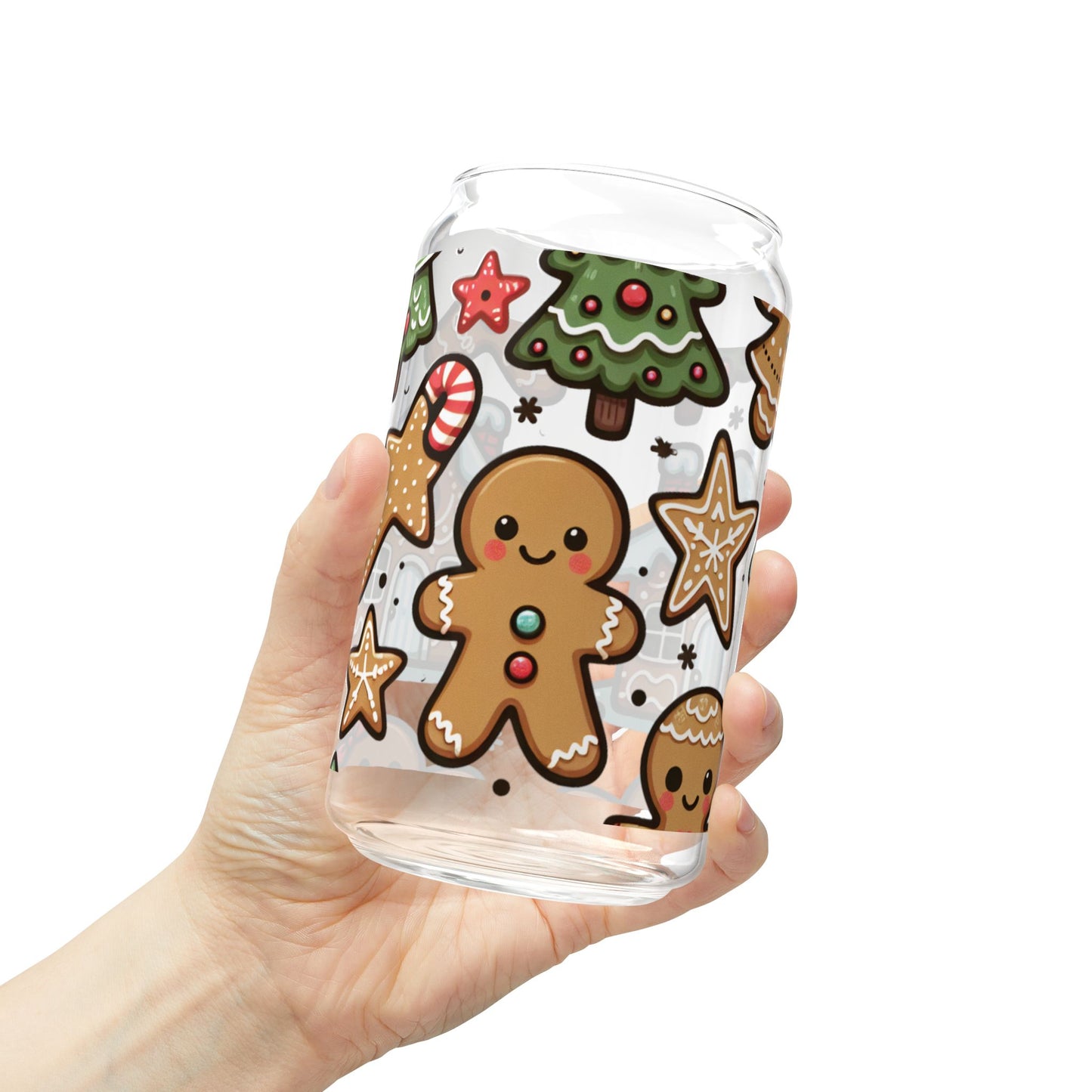 Adorable 16oz Christmas Sipper Glass with Lid & Straw - Holiday Party Fun Cup, Cute Xmas Gift, Festive Drinkware for Christmas Parties